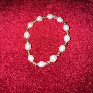 Tideborne Moonveil Natural White Seedless Pearl & Smoky Quartz Stretch Bracelet